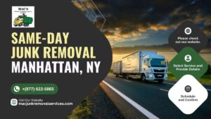MAC Junk Removal team loading debris into truck for same-day service in Manhattan